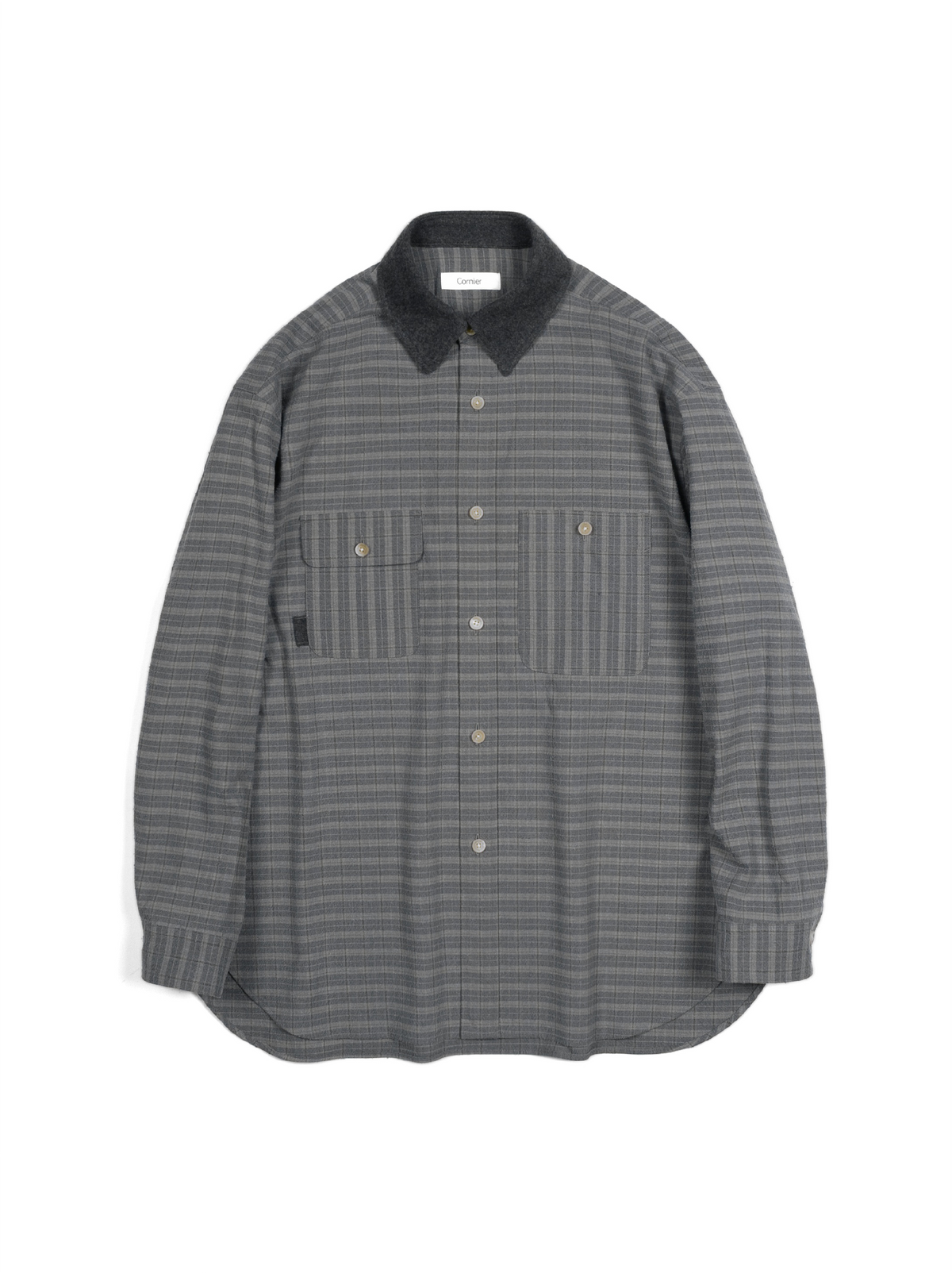 SILK/COTTON VINTAGE CHECK SHIRTS｜GRAY CHECK