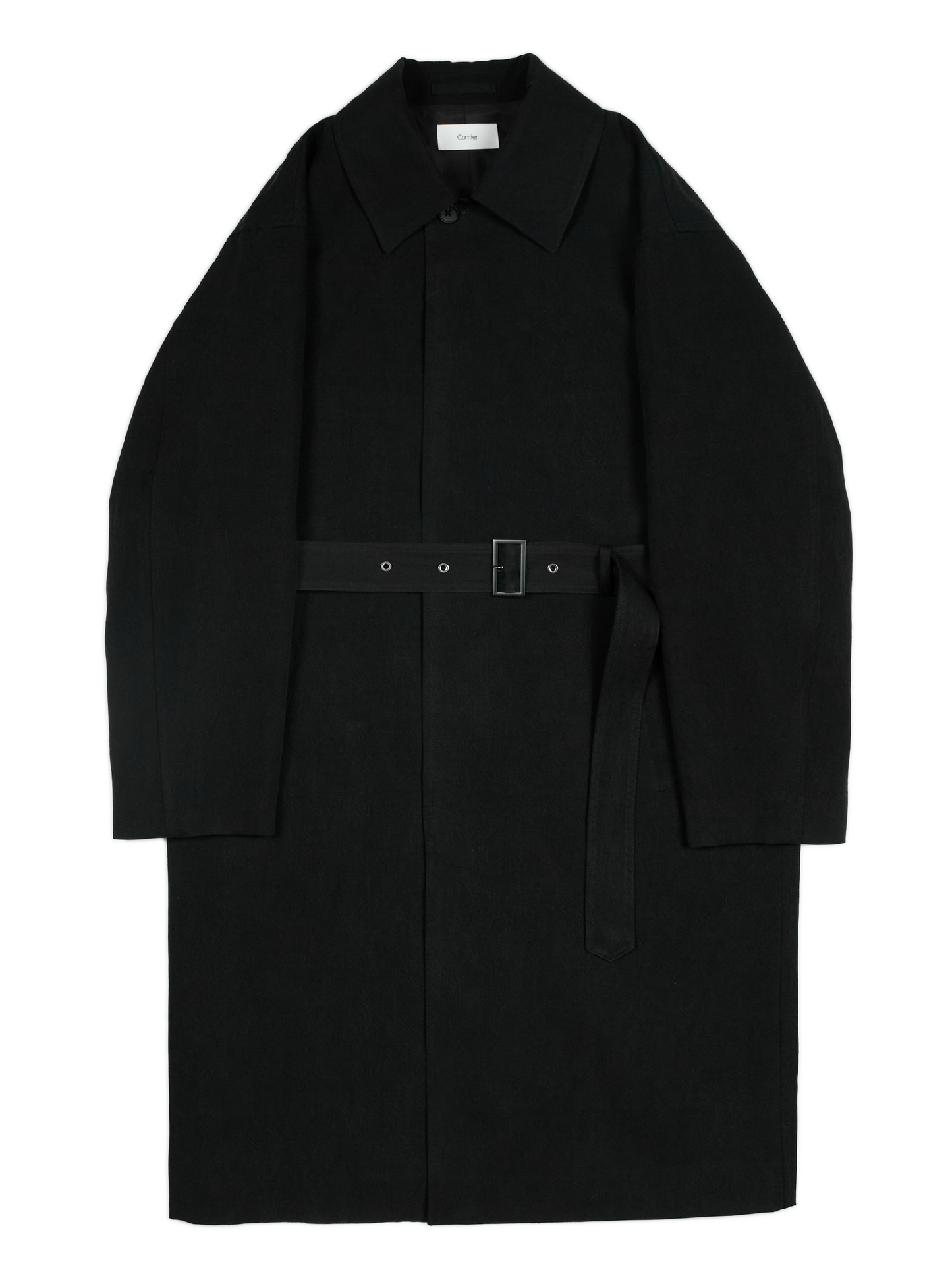 SILK/LINEN FADED GABARDINE BALMACAAN COAT｜BLACK