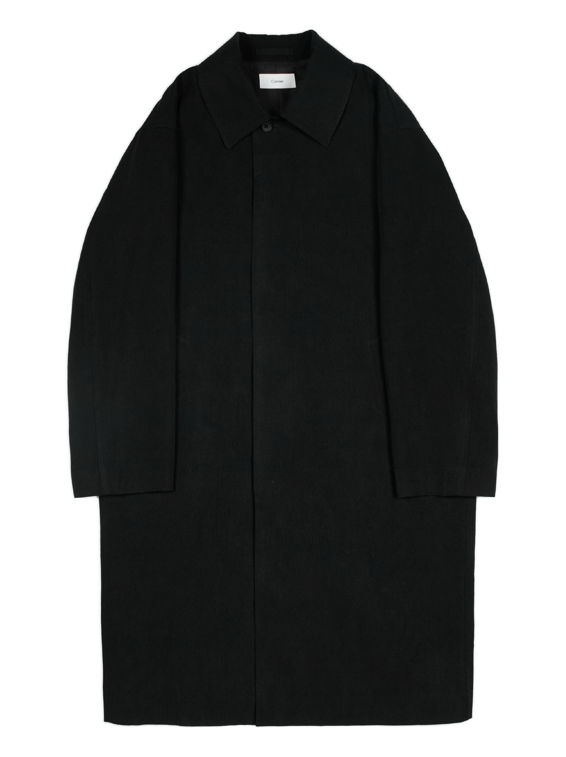 SILK/LINEN FADED GABARDINE BALMACAAN COAT|BLACK – Cornier SILK/LINEN FADED GABARDINE BALMACAAN COAT|BLACK – Cornier