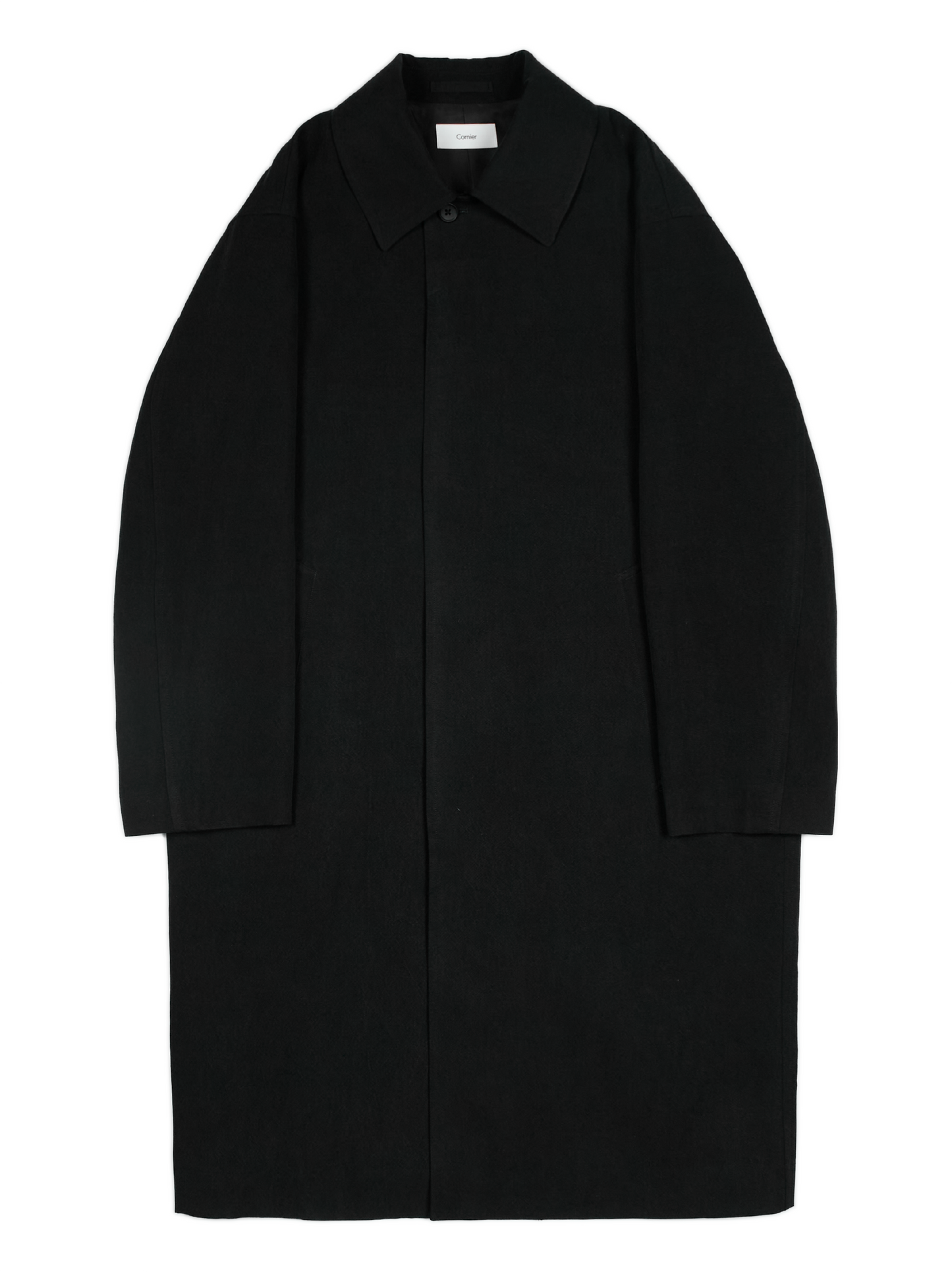 SILK/LINEN FADED GABARDINE BALMACAAN COAT｜BLACK