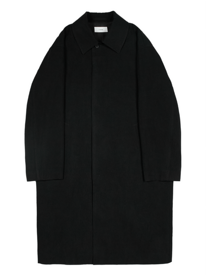 SILK/LINEN FADED GABARDINE BALMACAAN COAT｜BLACK