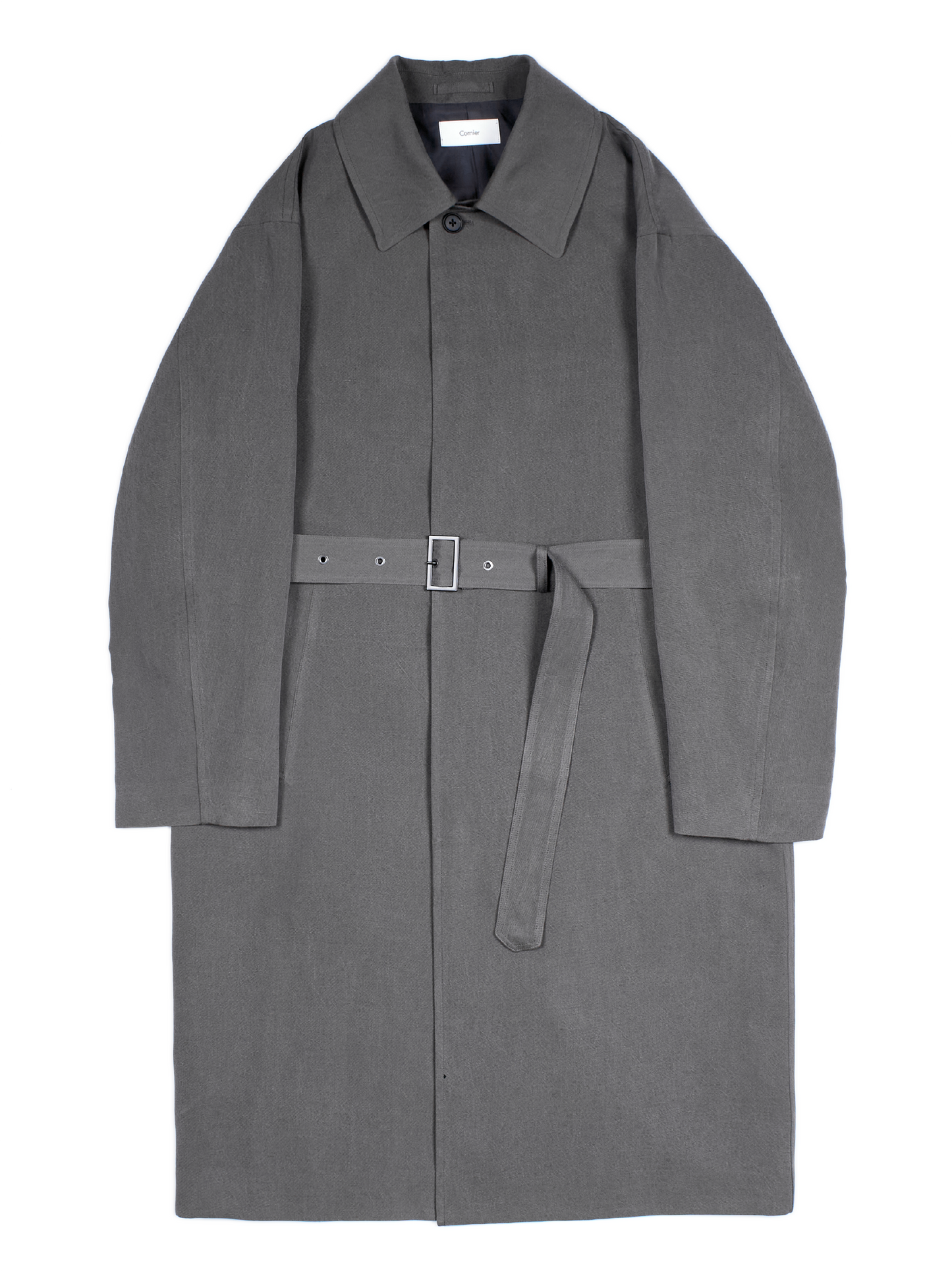 SILK/LINEN FADED GABARDINE BALMACAAN COAT｜HAZE GRAY