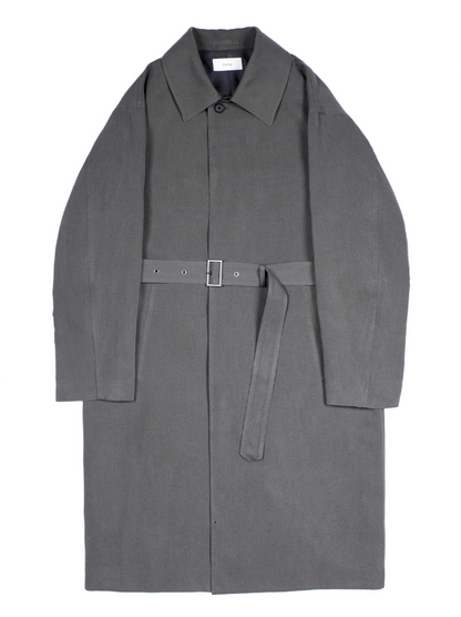 SILK/LINEN FADED GABARDINE BALMACAAN COAT｜HAZE GRAY