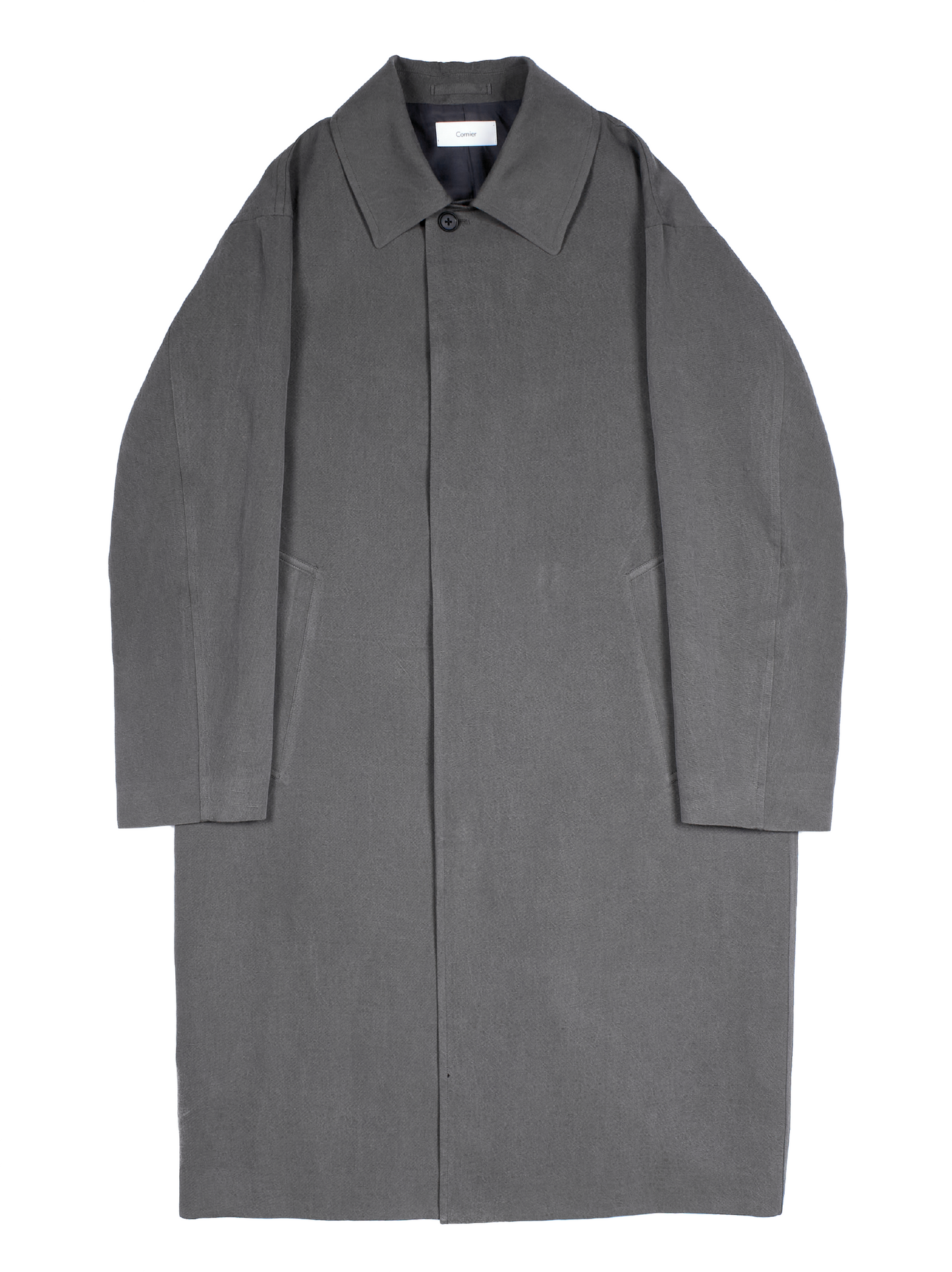 SILK/LINEN FADED GABARDINE BALMACAAN COAT｜HAZE GRAY