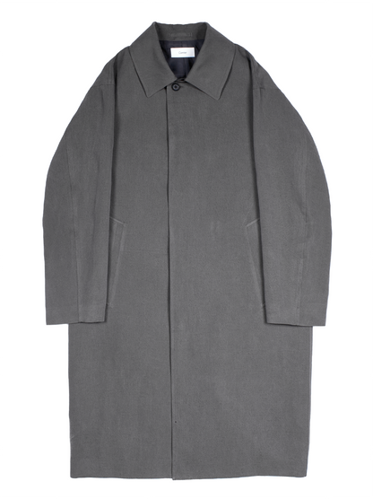 SILK/LINEN FADED GABARDINE BALMACAAN COAT｜HAZE GRAY