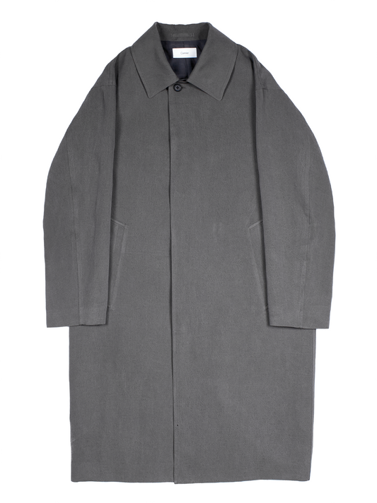 SILK/LINEN FADED GABARDINE BALMACAAN COAT｜HAZE GRAY