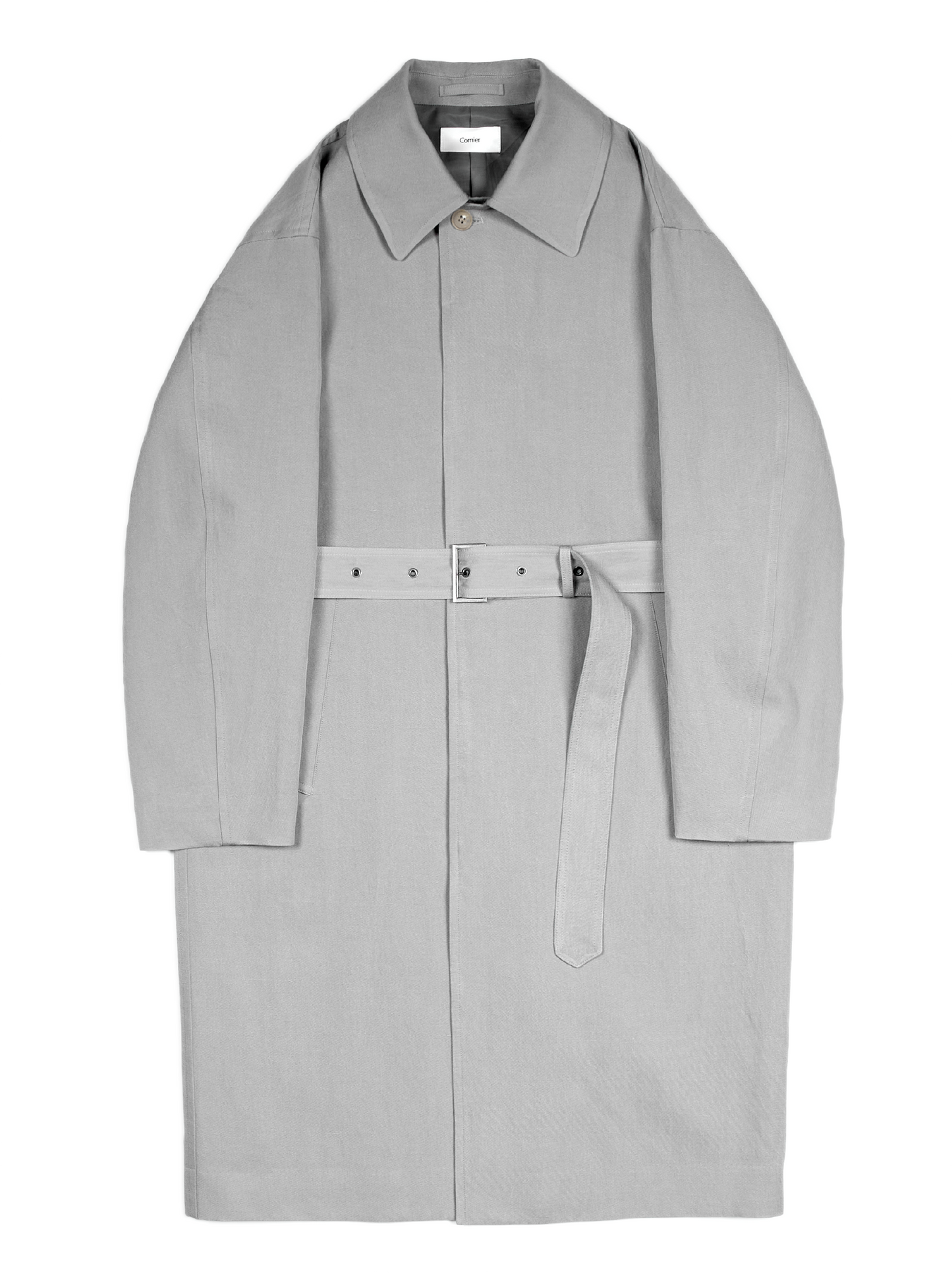 SILK/LINEN FADED GABARDINE BALMACAAN COAT｜ICE GRAY