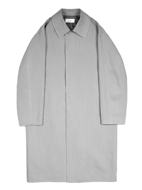 SILK/LINEN FADED GABARDINE BALMACAAN COAT｜ICE GRAY