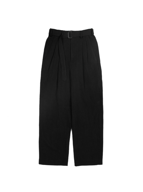 SILK/LINEN FADED GABARDINE PANTS｜BLACK