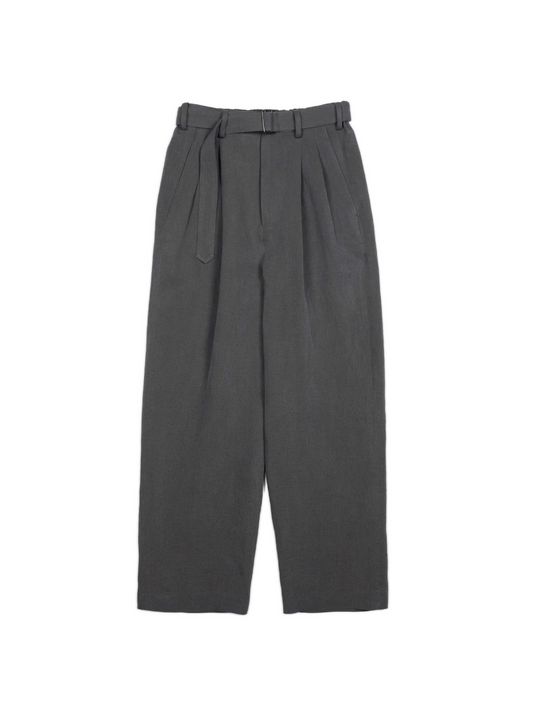 SILK/LINEN FADED GABARDINE PANTS｜HAZE GRAY