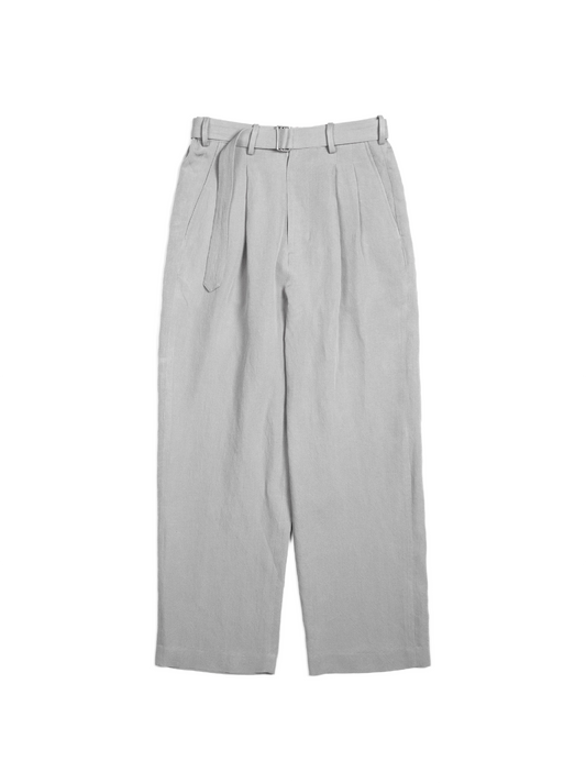 SILK/LINEN FADED GABARDINE PANTS｜ICE GRAY