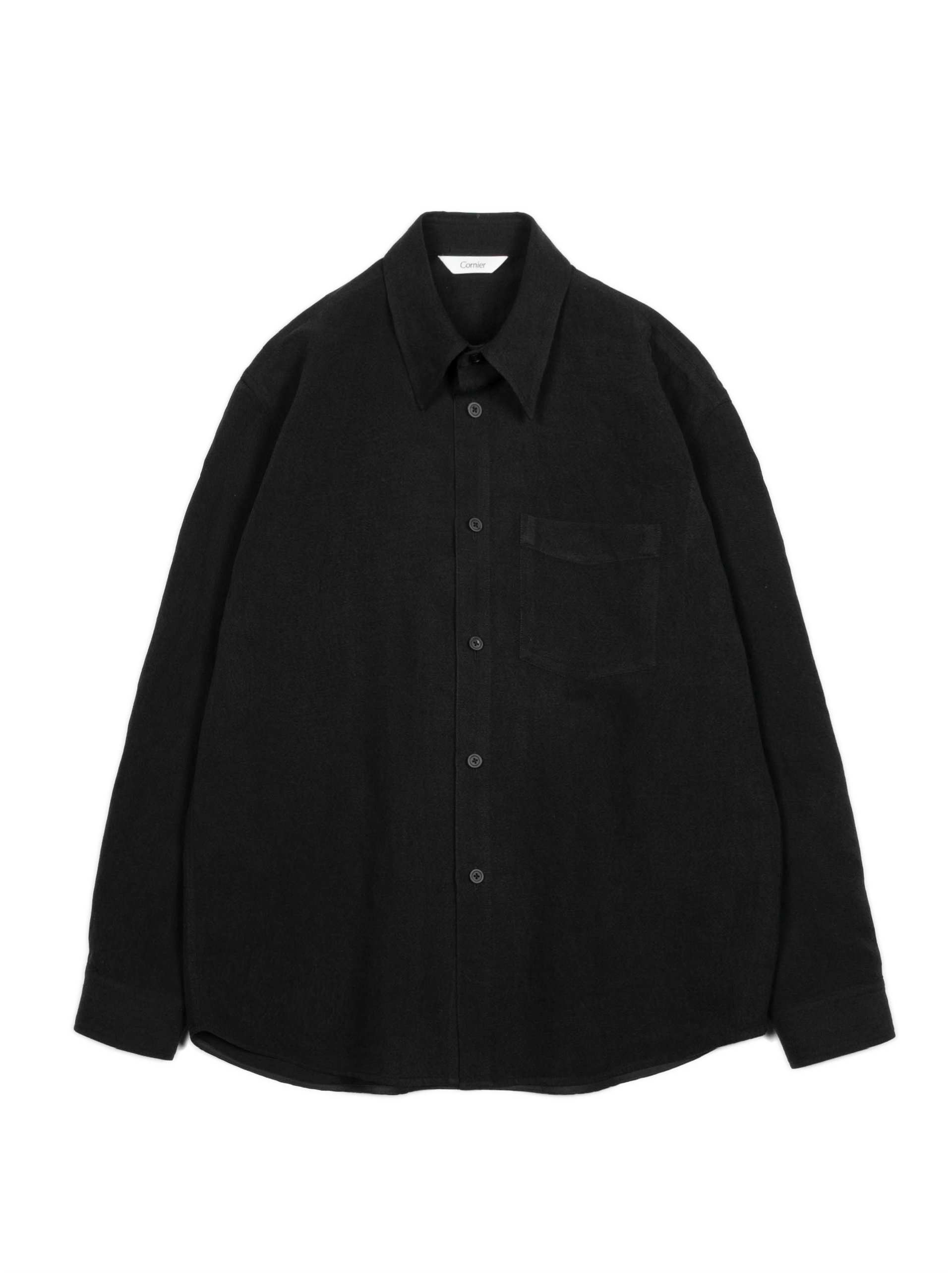 SILK/LINEN FADED GABARDINE SHIRTS|BLACK – Cornier SILK/LINEN FADED GABARDINE SHIRTS|BLACK – Cornier