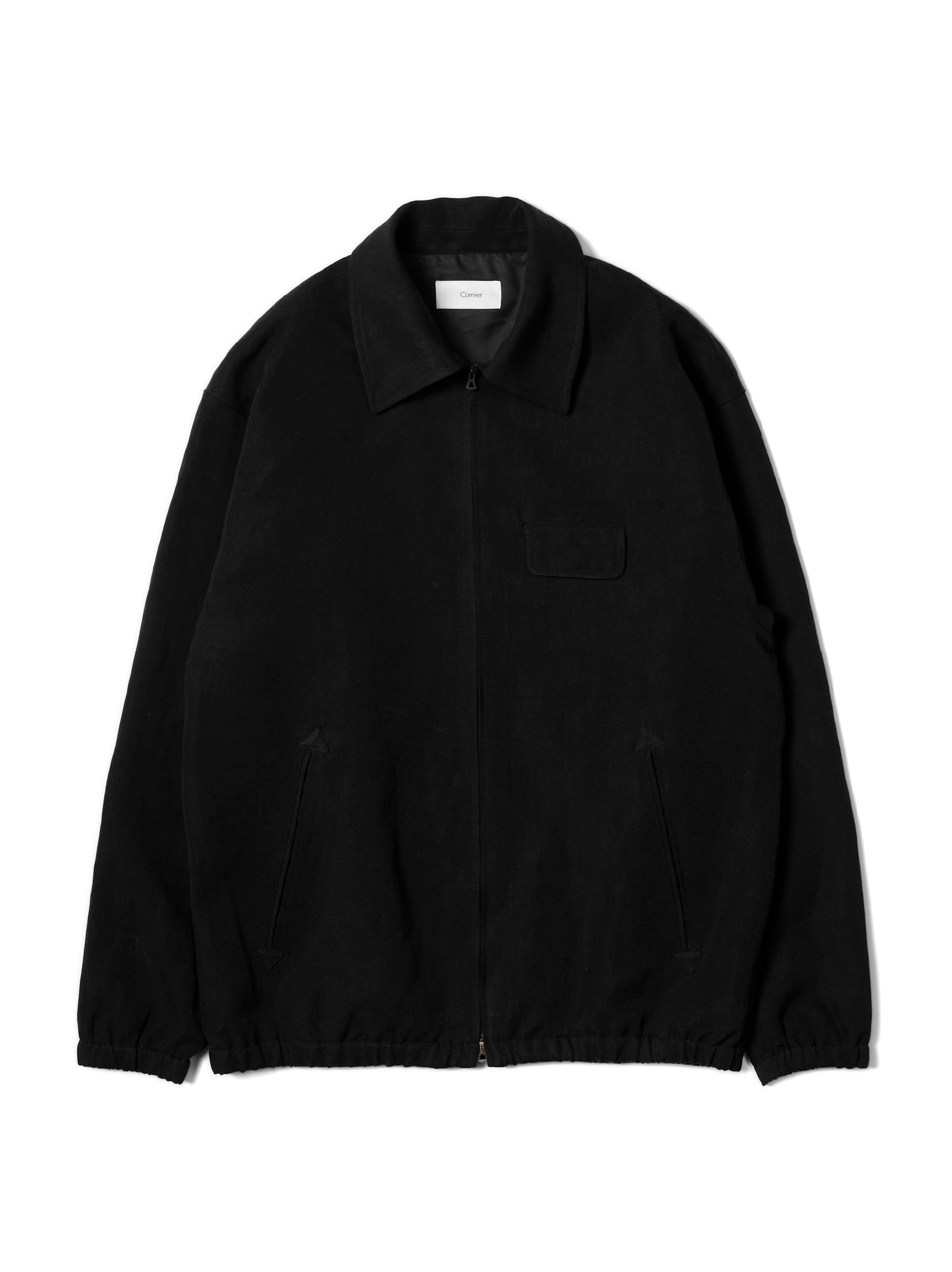 SILK/LINEN FADED GABARDINE ZIP BLOUSON|BLACK – Cornier SILK/LINEN FADED GABARDINE ZIP BLOUSON|BLACK – Cornier