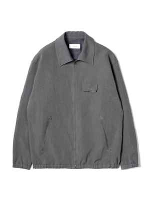 SILK/LINEN FADED GABARDINE ZIP BLOUSON｜HAZE GRAY