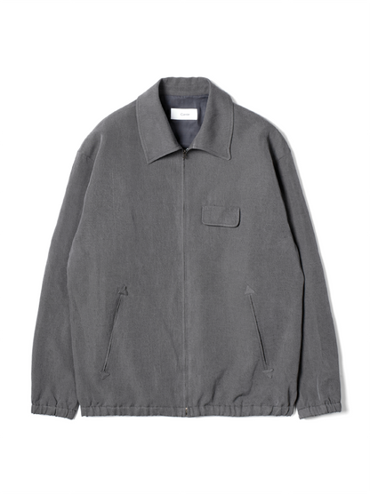 SILK/LINEN FADED GABARDINE ZIP BLOUSON｜HAZE GRAY