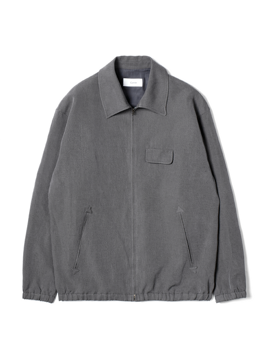 SILK/LINEN FADED GABARDINE ZIP BLOUSON｜HAZE GRAY
