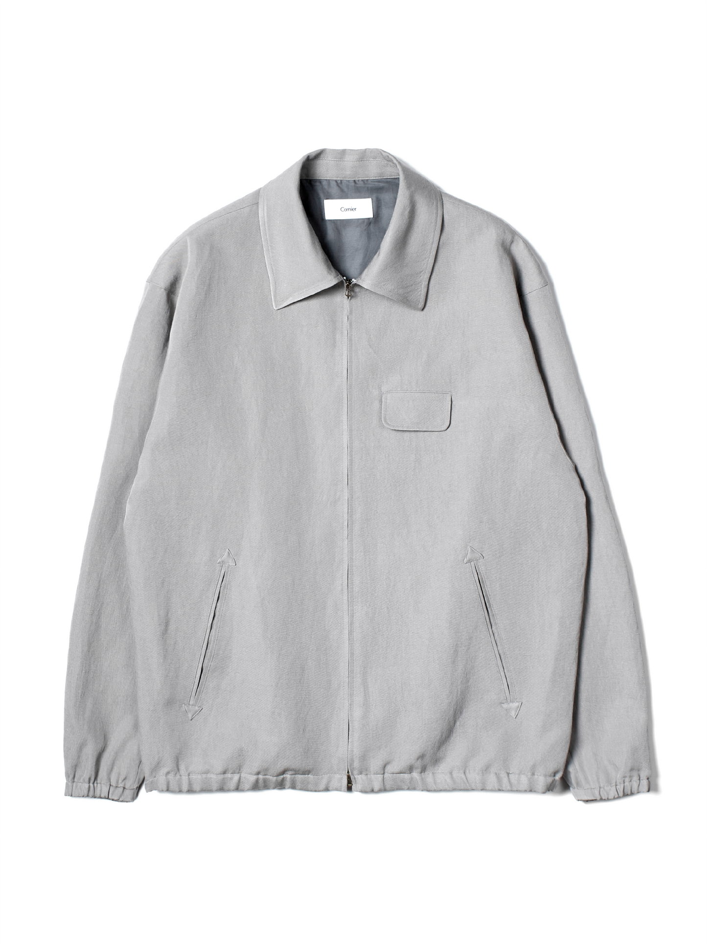 SILK/LINEN FADED GABARDINE ZIP BLOUSON｜ICE GRAY