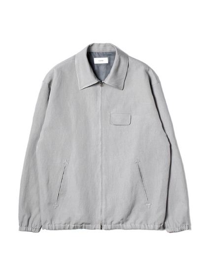 SILK/LINEN FADED GABARDINE ZIP BLOUSON｜ICE GRAY