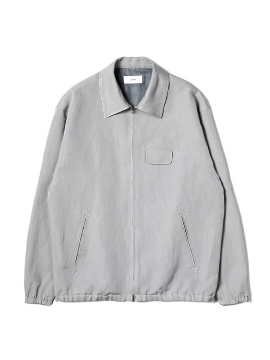SILK/LINEN FADED GABARDINE ZIP BLOUSON｜ICE GRAY
