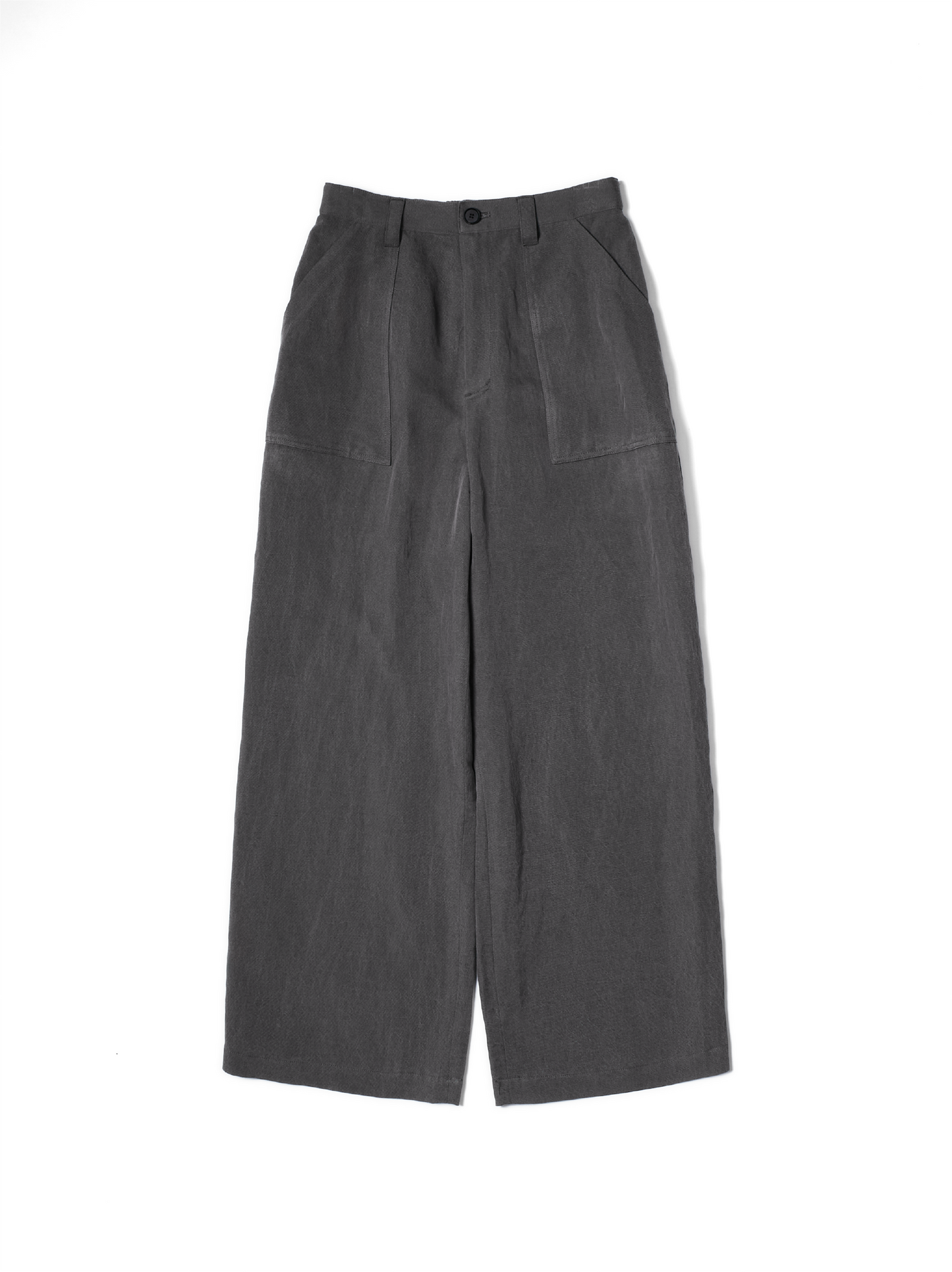 SILK/LINEN GABARDINE WIDE PANTS for WOMEN｜HAZE GRAY