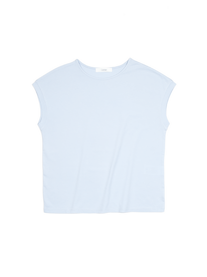SOFT TWISTED INDIAN COTTON JERSEY FRENCH SLEEVE T-SHIRTS｜MIST BLUE