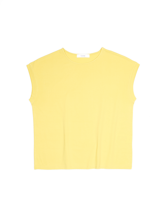 SOFT TWISTED INDIAN COTTON JERSEY FRENCH SLEEVE T-SHIRTS｜MUTED YELLOW
