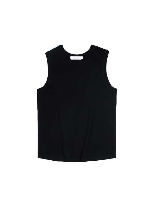 SOFT TWISTED INDIAN COTTON JERSEY TANK｜BLACK