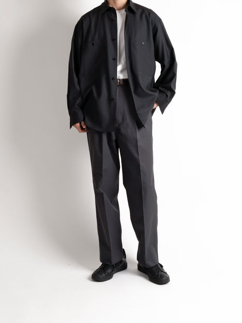 FINX COTTON GABARDINE SLACKS｜GUNMETAL