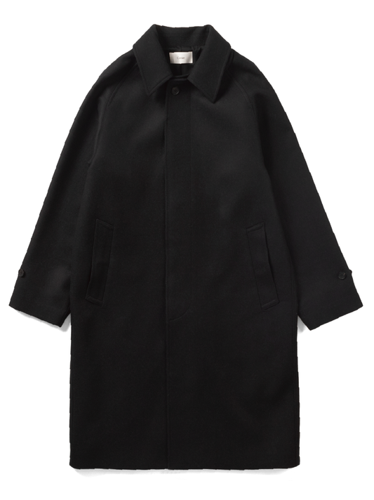 Super130's WOOL DOUBLE CLOTH BALMACAAN COAT for WOMEN｜TOP BLACK