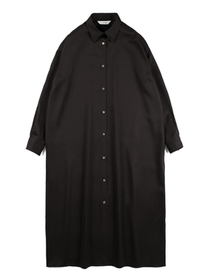 Super130's WOOL CHAMBRAY GABARDINE SHIRTS DRESS｜BLACK BROWN
