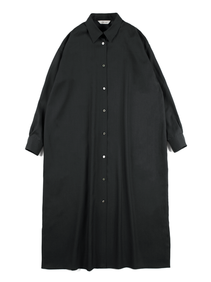 Super130's WOOL CHAMBRAY GABARDINE SHIRTS DRESS｜BLUE CHARCOAL