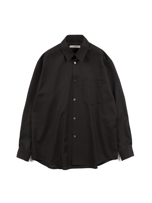 Super130's WOOL CHAMBRAY GABARDINE SHIRTS｜BLACK BROWN