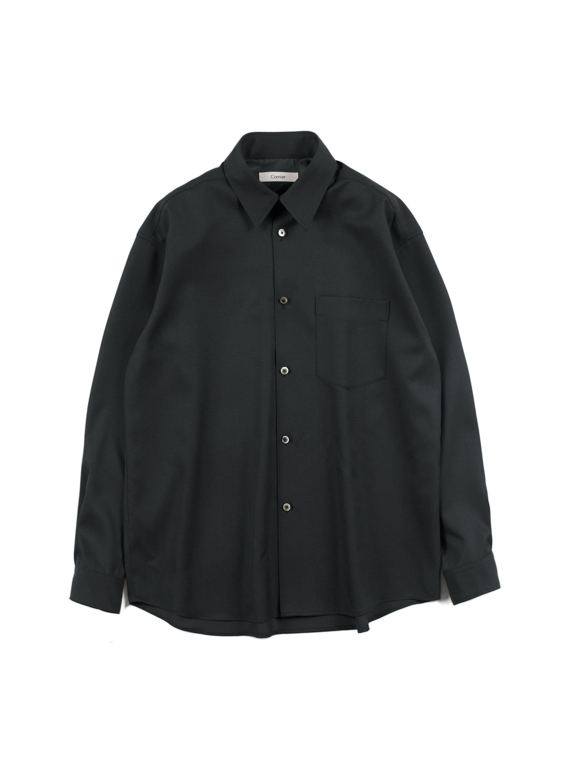 Super130's WOOL CHAMBRAY GABARDINE SHIRTS｜BLUE CHARCOAL – Cornier