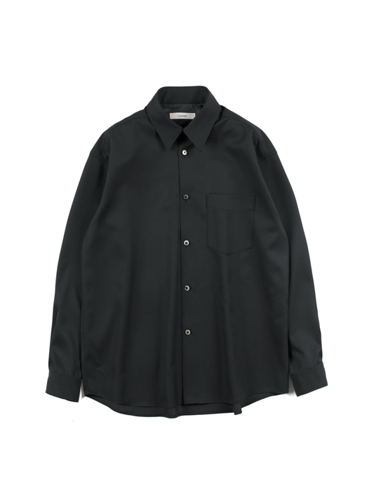 Super130's WOOL CHAMBRAY GABARDINE SHIRTS｜BLUE CHARCOAL