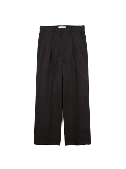 Super130's WOOL CHAMBRAY GABARDINE SLACKS｜BLACK BROWN