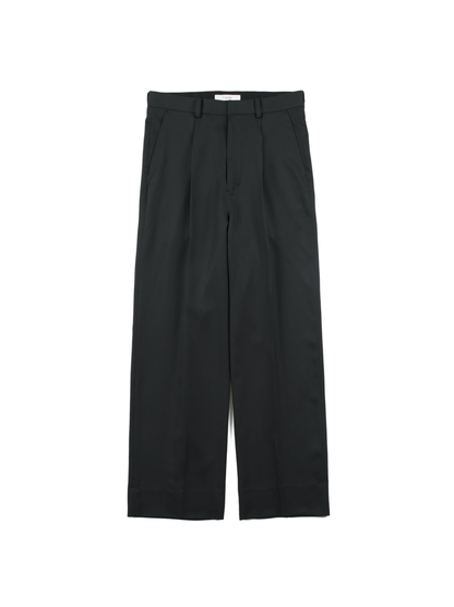 Super130's WOOL CHAMBRAY GABARDINE SLACKS｜BLUE CHARCOAL