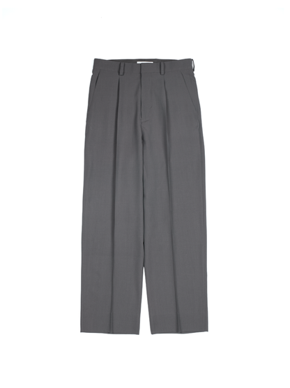 Super130's WORSTED WOOL TROPICAL SLACKS｜ASH TAUPE