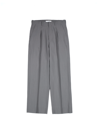 Super130's WORSTED WOOL TROPICAL SLACKS｜LIGHT GRAY