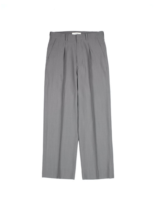 Super130's WORSTED WOOL TROPICAL SLACKS｜LIGHT GRAY