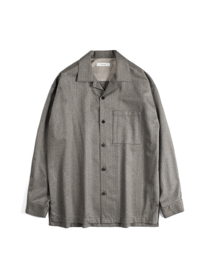 Super130's WOOL/SILK HERRINGBONE SHIRTS｜BROWN