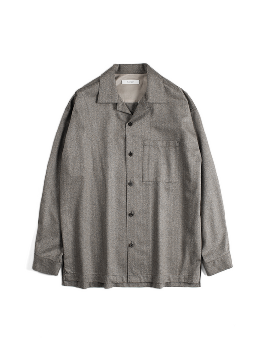 Super130's WOOL/SILK HERRINGBONE SHIRTS｜BROWN