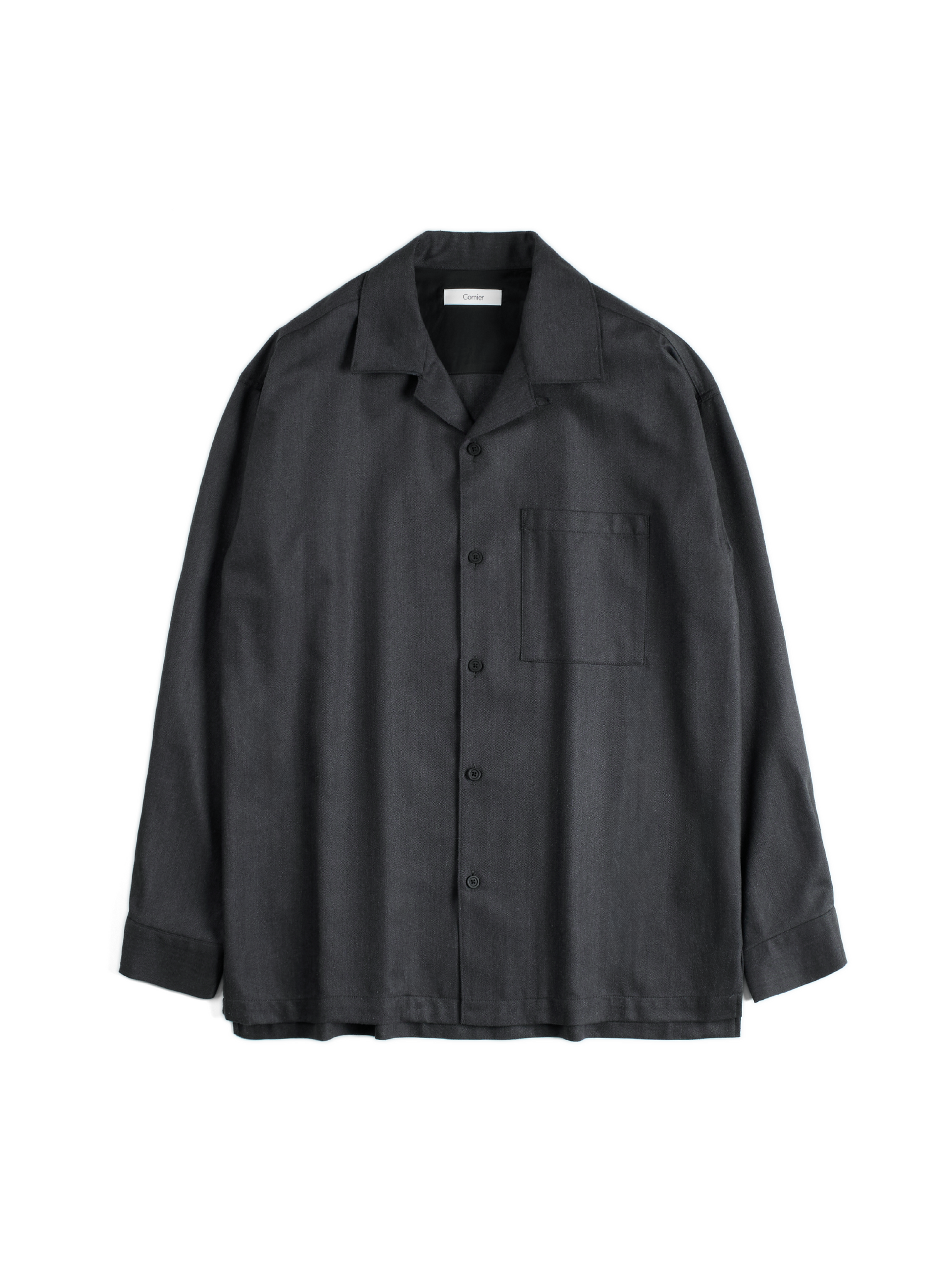 Super130's WOOL/SILK HERRINGBONE SHIRTS|CHARCOAL – Cornier Super130's WOOL/SILK HERRINGBONE SHIRTS|CHARCOAL – Cornier