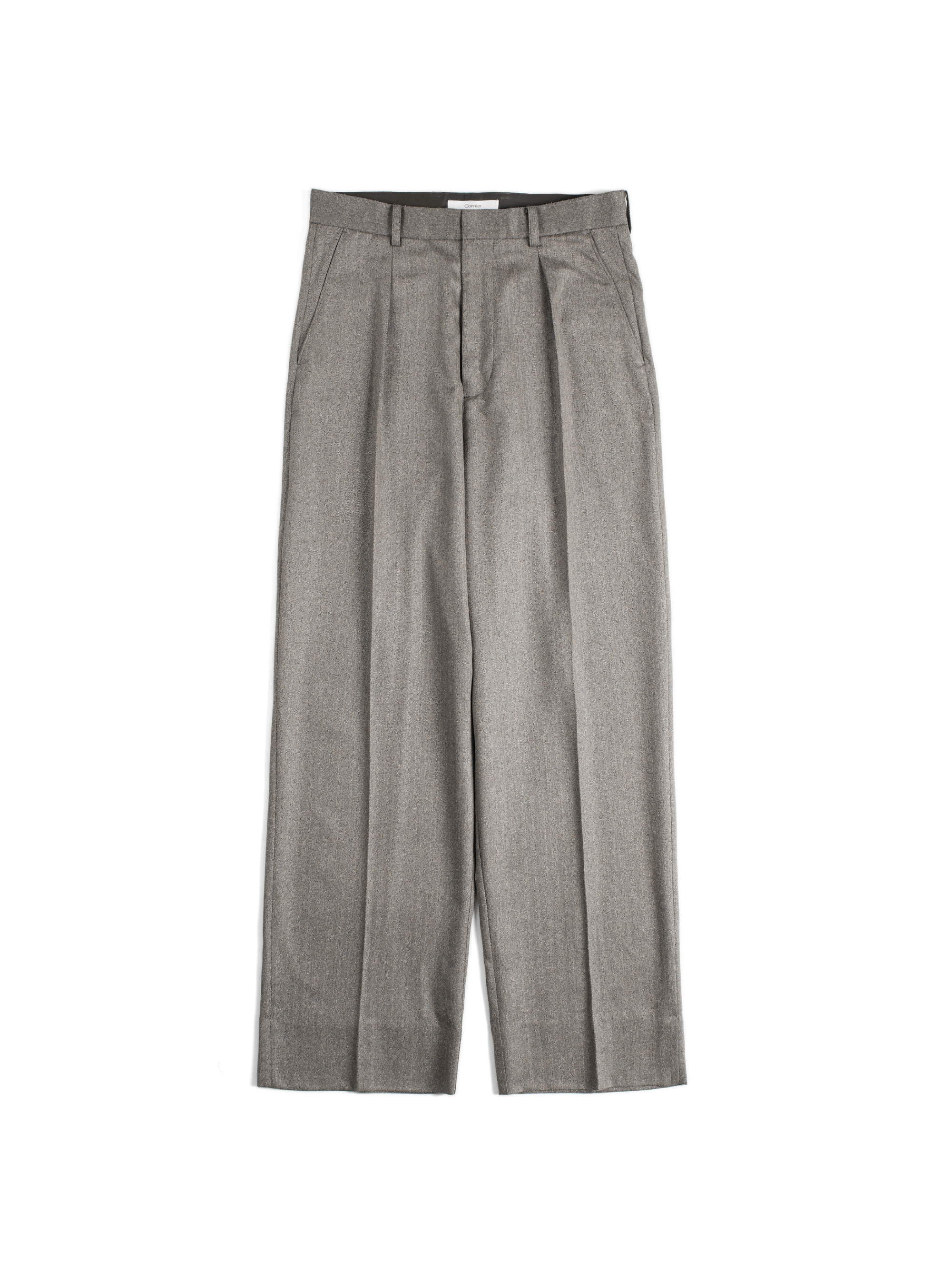 Super130's WOOL/SILK HERRINGBONE SLACKS|BROWN – Cornier Super130's WOOL/SILK HERRINGBONE SLACKS|BROWN – Cornier