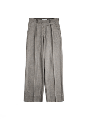 Super130's WOOL/SILK HERRINGBONE SLACKS｜BROWN
