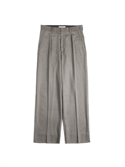 Super130's WOOL/SILK HERRINGBONE SLACKS｜BROWN