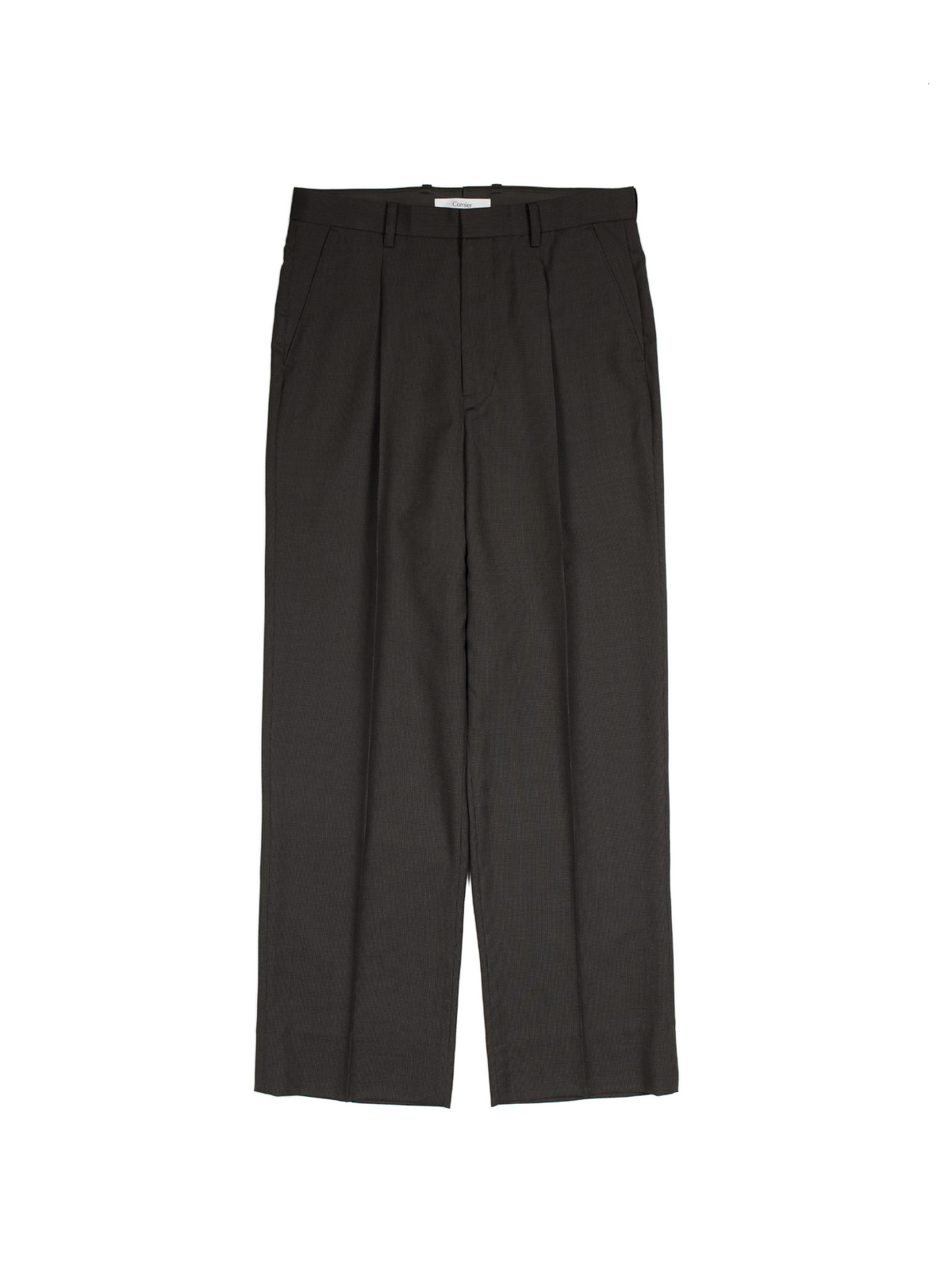 Super130's WOOL/SILK RETRO CHECK SLACKS｜DARK BROWN