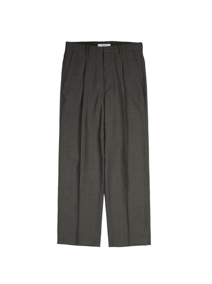 Super130's WOOL/SILK RETRO CHECK SLACKS｜GREIGE