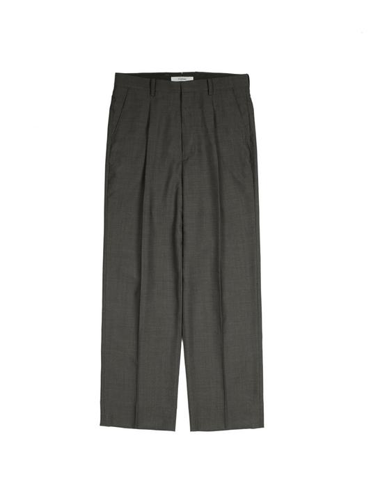 Super130's WOOL/SILK RETRO CHECK SLACKS｜GREIGE