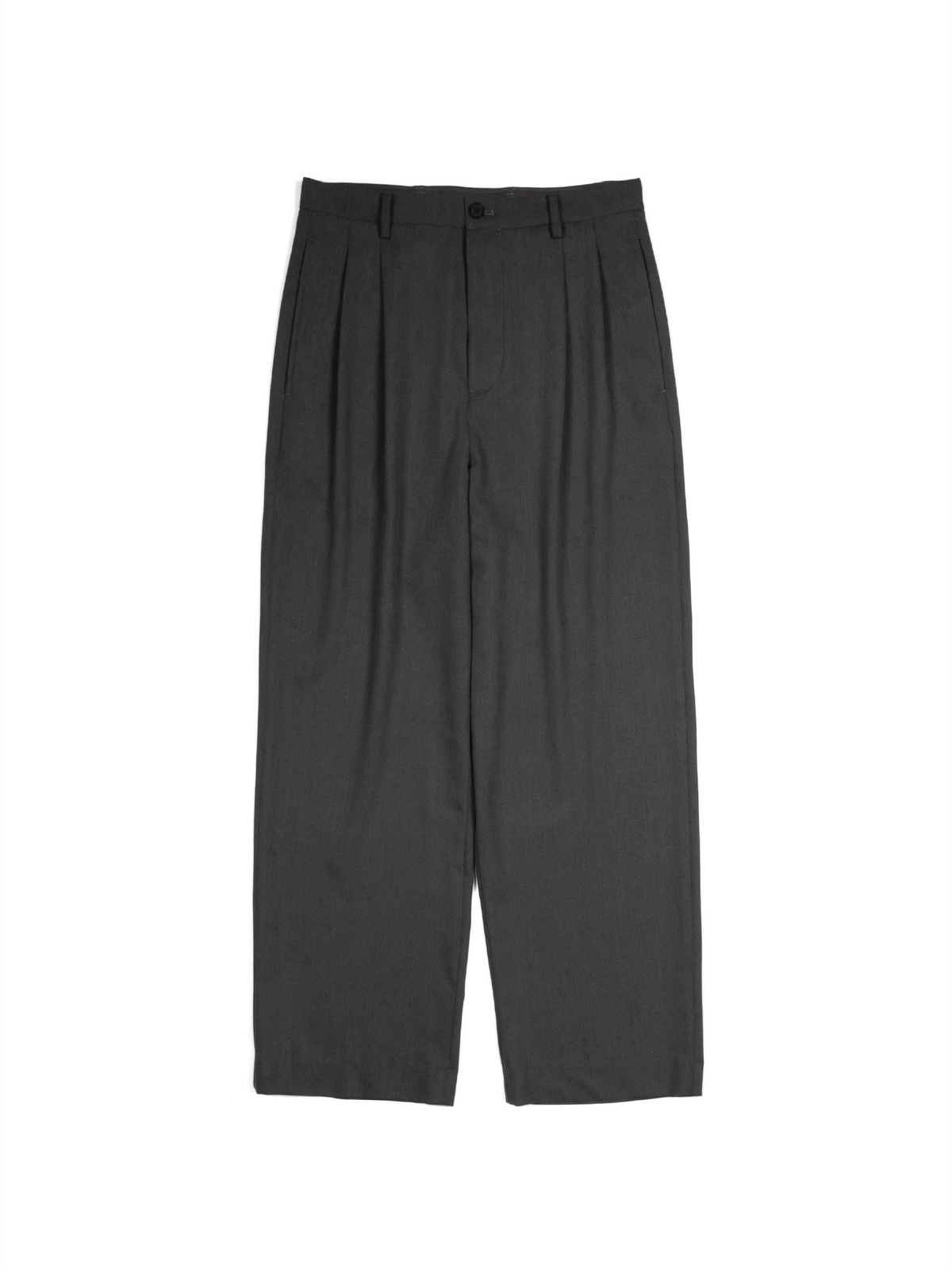 Super130's WORSTED WOOL GABARDINE 2-TUCK PANTS｜AGED GRAY