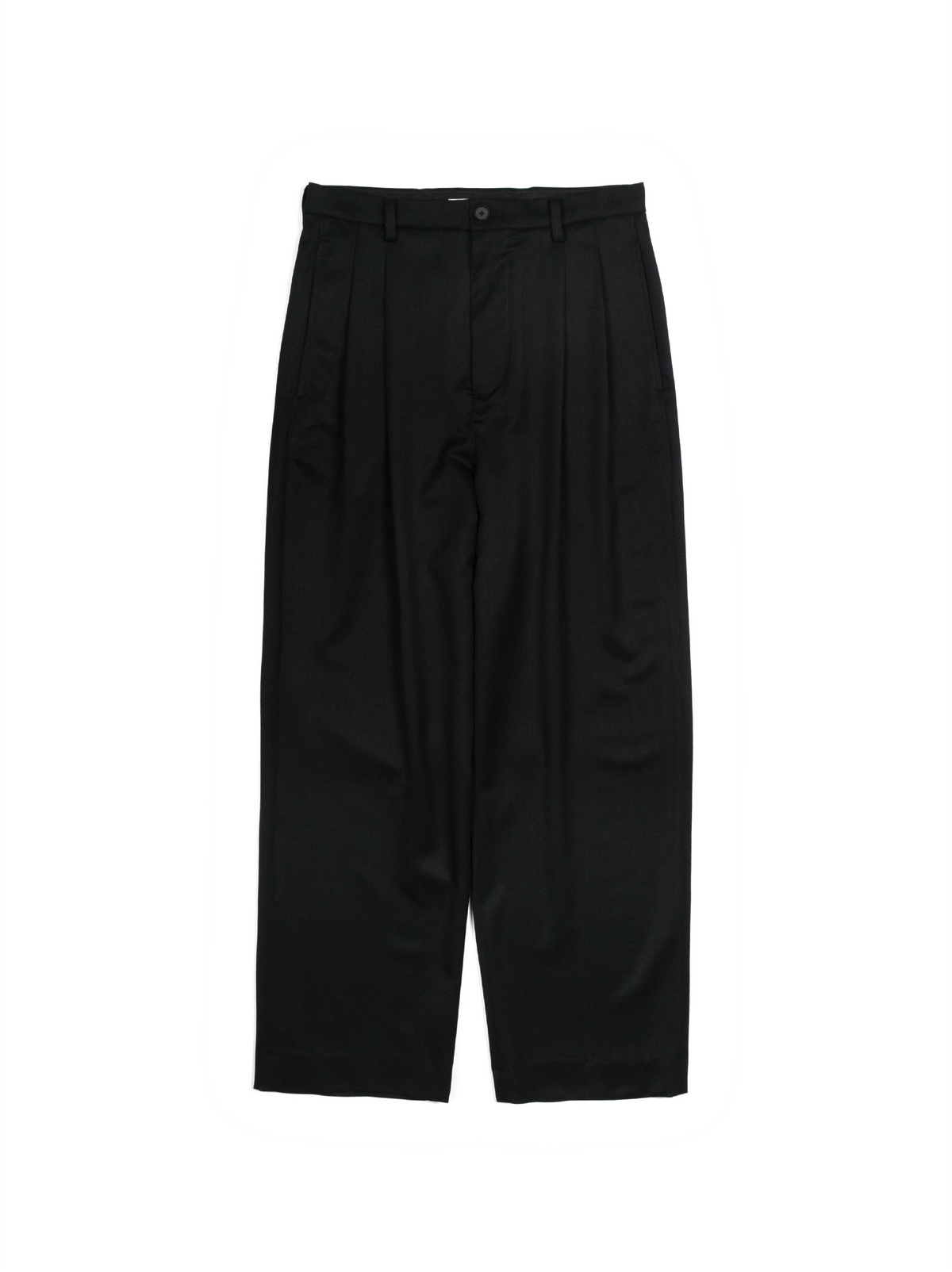 Super130's WORSTED WOOL GABARDINE 2-TUCK PANTS｜TOP BLACK